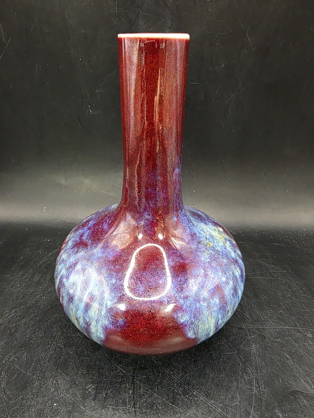Chinese Porcelain Jun Kiln Vase in Deep Red and Blue Glaze